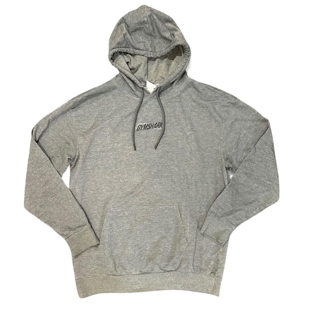 Gymshark Hoodie Sweatshirt Mens Medium Gray Graphic Logo Pullover Athletic
